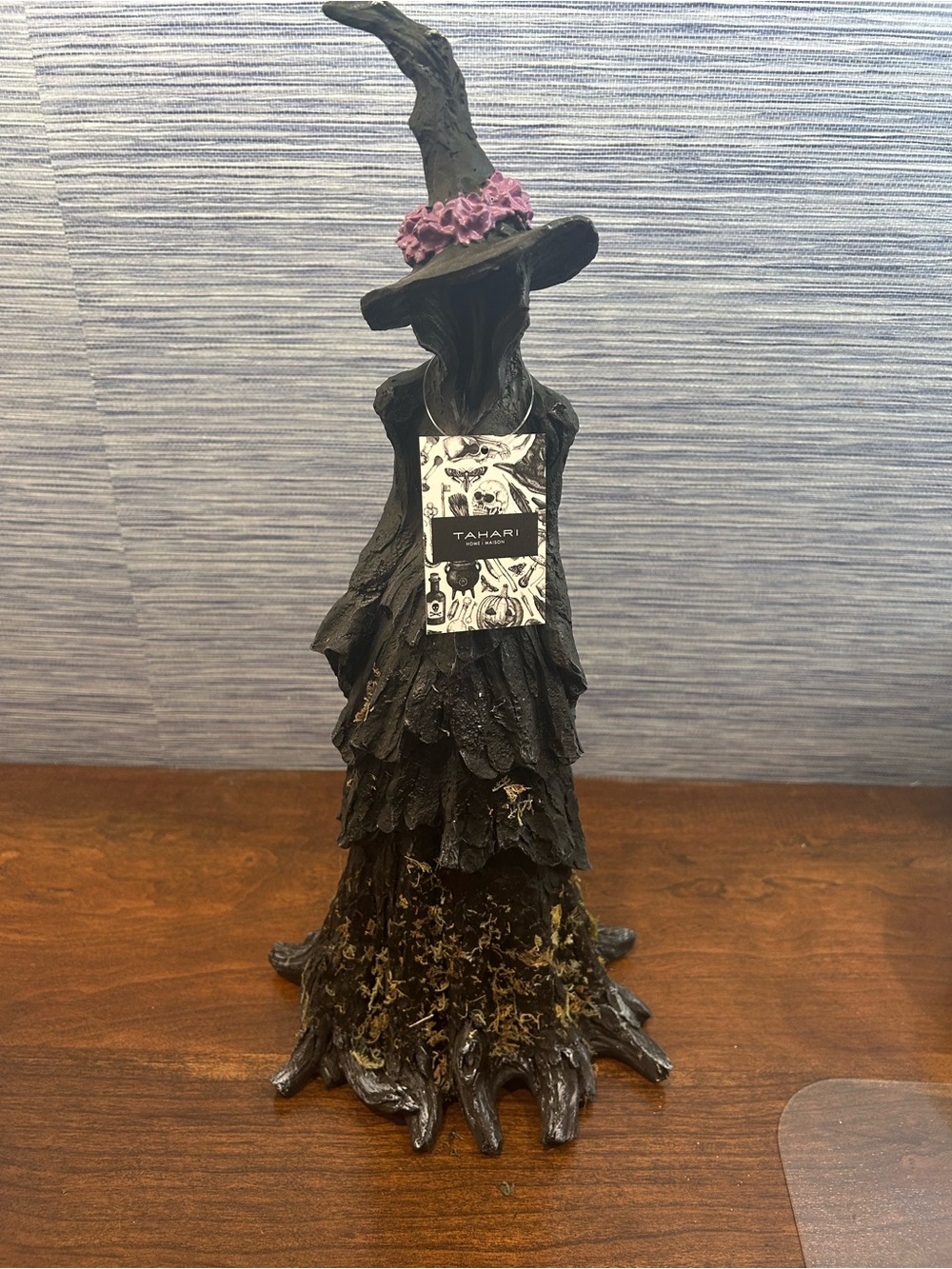 NWT Tahari home Madison Black Witch Figurine Decorative Statue purple flowers